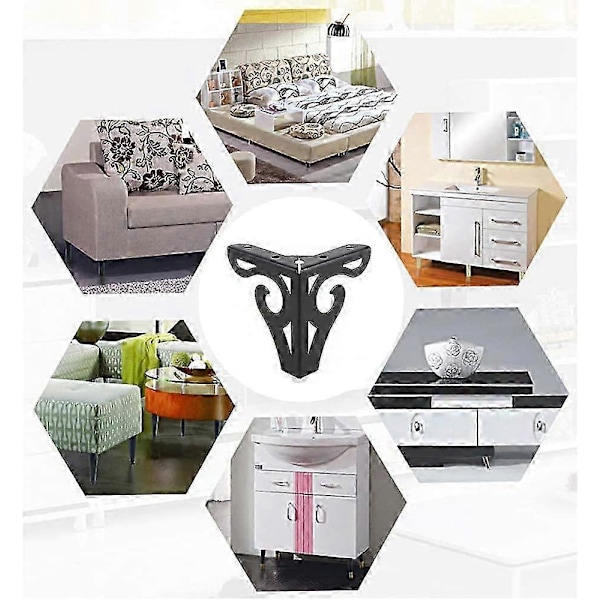 4 Stk. Møbel Sofaben, Sofaben, Moderne Sofaben, TV-skabsben, Sengeben, til Skab, Sofa, Bordkommode (Sort)