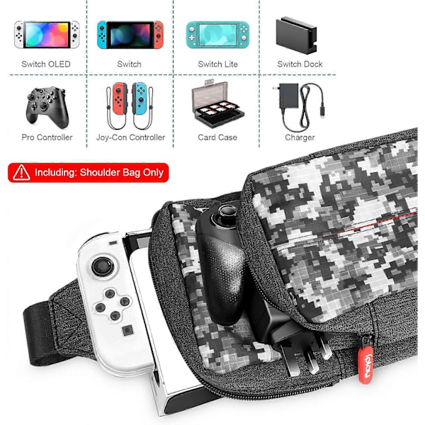 Ryggsäck Resväska för Nintendo Switch/Lite/OLED/Konsol/Docka/Joy-Cons & Tillbehör Förvaring, Portabel Nylon Vattentät, Kamouflage