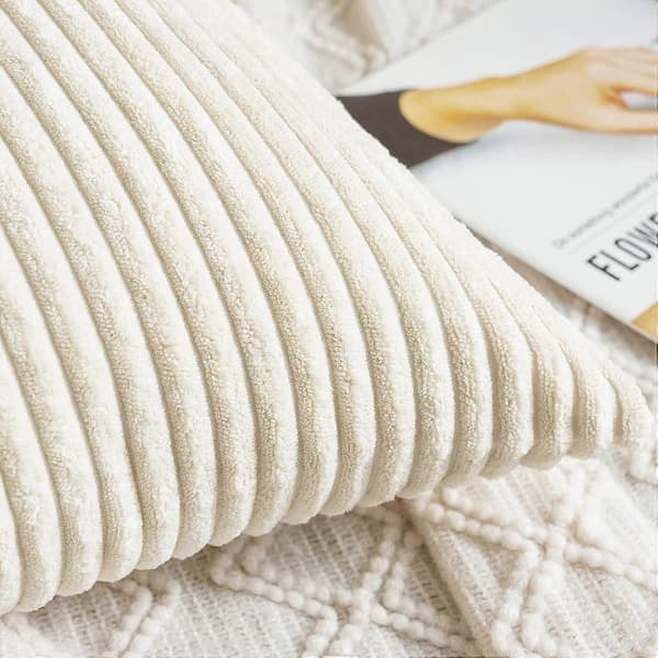 2-pack Corduroy Kuddfodral 30 x 50 cm Ländryggskuddar Vit Kuddfodral för Soffa Sovrum Bäddsoffa