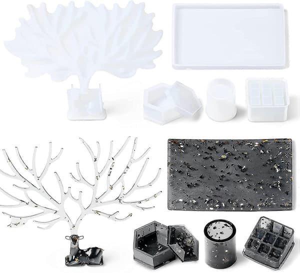 Silikone Resinforme Epoxyforme 32 stk. Hjorte Makeup Smykker Display Bakke Forme Sæt til DIY