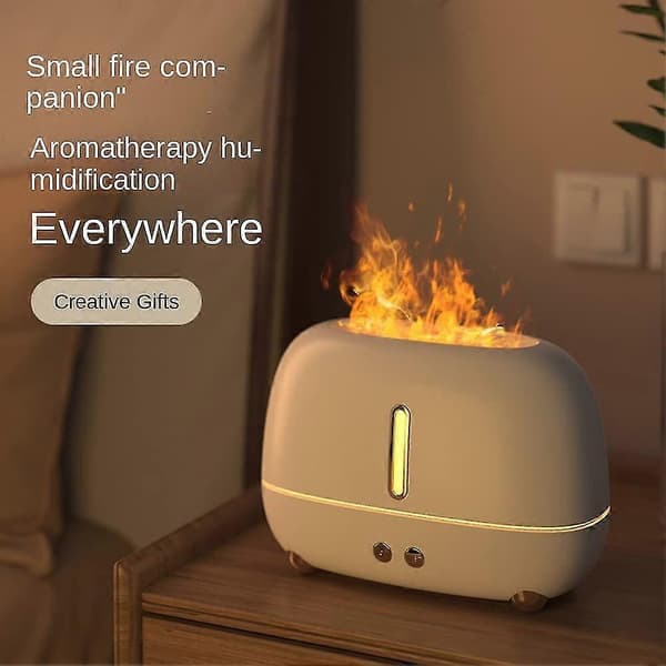 Æterisk Oliediffuser Med Flamme Aroma Diffusere Hjemmekontor Duftfugter Beroligende Søvn Atomiser Hvid