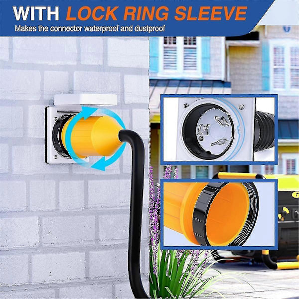50AMP RV Strømkabel Twist Lock Plugg med Boot Låsedeksel 125/250V Hunn Låsende Landstrøm Erstatningsinntak