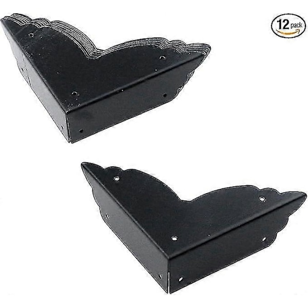 Hörnskydd i metall för lådor, svarta kantskydd, möbelhörnskydd, sidlängd 7*7*2CM, 12-pack