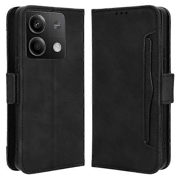 Kompatibelt Skal för Xiaomi Redmi Note 13 5G Slim-Fit PU Läder Telefonställ Plånboksfodral Black