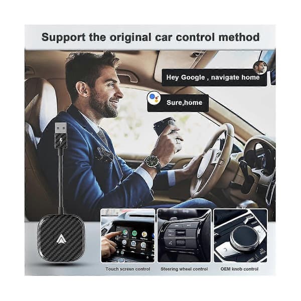 Kablet til trådløs Android Auto-dongle, trådløs Android Auto-adapter, Plug Play 5G BT USB Car AI-boks