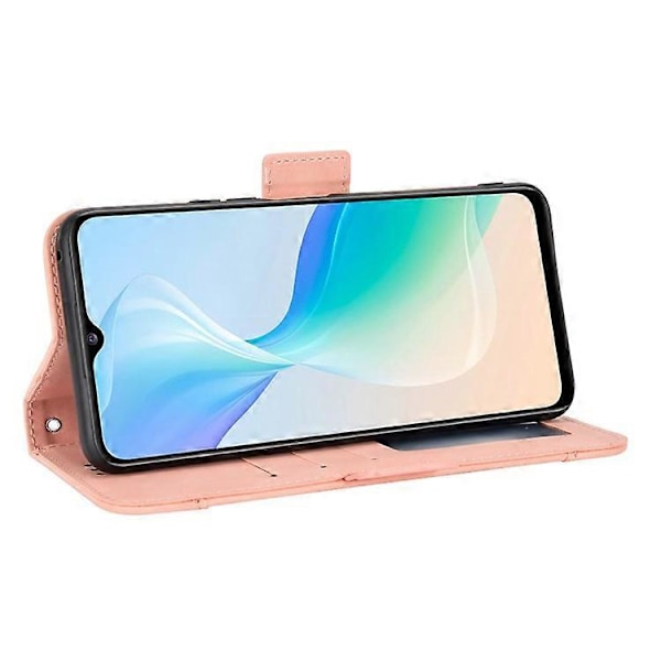 Yhteensopiva vivo Y76 5G PU-nahkainen korttipaikallinen suojakotelo, jossa on kaksoismagneettilukko, lompakkoteline ja puhelinkuori Pink