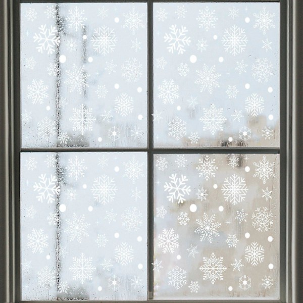 6 st Jul Snöflinga Fönsterdekaler Elektrostatisk Film Väggdekal Festlig Klistermärke för Glasdörr Öppen Spis