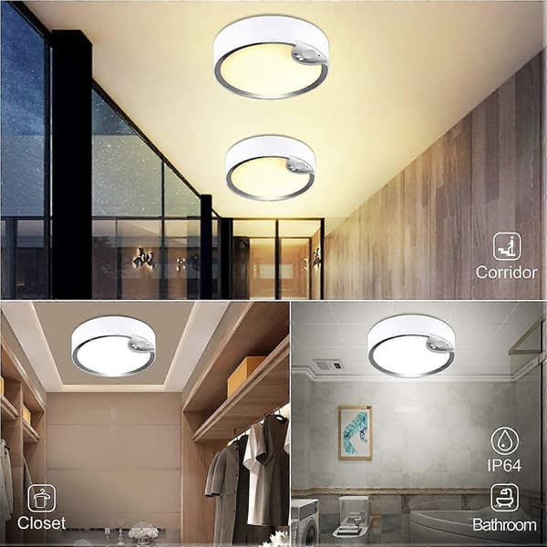 LED Taklampa med Rörelsesensor Batteridriven IP64 Rund Inomhus Utomhus Infälld Montering för Kök, Sovrum, Hall (Batterier Ingår Ej)