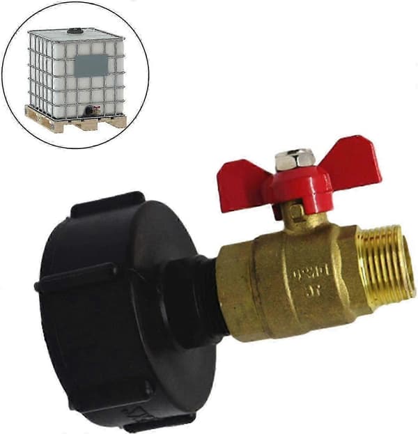 Tankadapter S60x6 Ventil Kran Messingkran Slangekobling Ton montering Regnvannsoppsamler montering Utløpsmontering