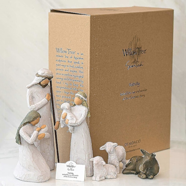 Julkrubba, skulpterade handmålade julkrubbsfigurer, 6-delat set