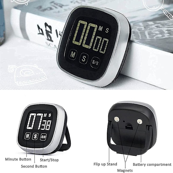 Kökstimer för matlagning Touchscreen LCD Klassrumstimer Digital Timer för Spel Möte Fitness
