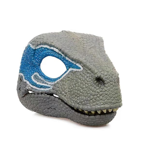 Halloween dinosaurmaske, latex, grå/blå