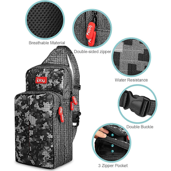 Ryggsäck Resväska för Nintendo Switch/Lite/OLED/Konsol/Docka/Joy-Cons & Tillbehör Förvaring, Portabel Nylon Vattentät, Kamouflage