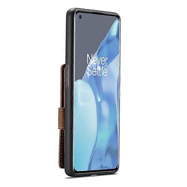 JEEHOOD Magnetisk Plånbok Avtagbar 2-i-1 Design Läderbelagt TPU-skal Kompatibelt med OnePlus 9 (EU / US Version) Brown