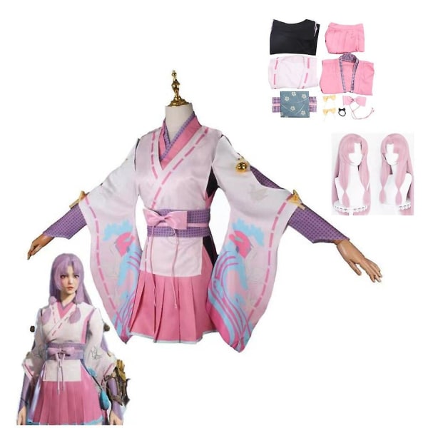 Game Naraka: Bladepoint Tsuchimikado Cosplay Costume Girl Uniform Peruker Jackor Kostymer Gördel Rosett Kjolar Karnevalsfest Hot Wig One Size