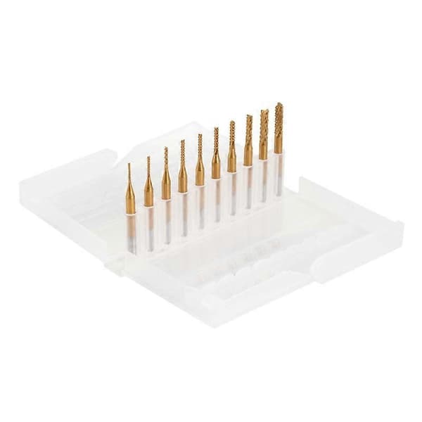 10 stk. Wolframkarbid Endefreser Titanbelegg 1,5 mm-3,175 mm Fresekutter Graveringsbits CNC Roterende Bor