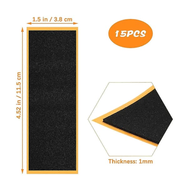 15 stk. skum-griptape for fingerboards, sklisikker griptape-klistremerke