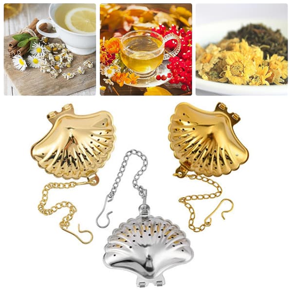 Te-infuser med krog Genanvendelig rustfrit stål Sød muslingeskalsformet løs te-infuser Tekande tilbehør Q