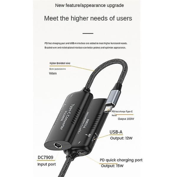 Dc7909 Hona Till Typ-c Multifunktionsadapterkabel Stöd Pd3.0 100w För Laptop Ström Dc Konvertering
