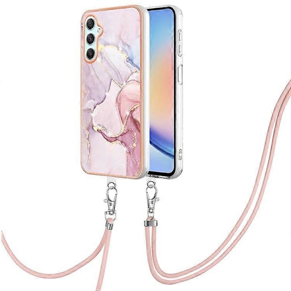 YB IMD Series-9 Kompatibelt Skal för Samsung Galaxy A25 5G Marmormönster Elektropläterat Mobilskal PinkGold