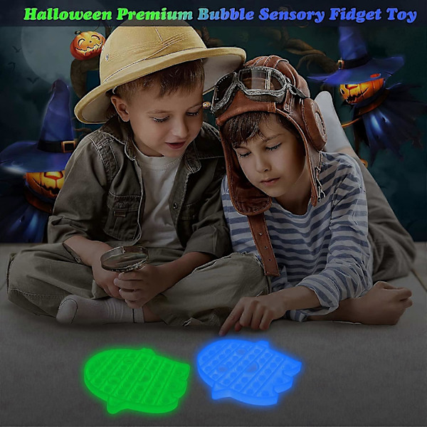 2 kpl Halloween Pop Kuplat Fidget Sensorilelut, Halloween Pimeässä Hohtavat Aavelelut Pop Kupla Popper Stressinlievittäjä Rentouttavat Pop Leluja
