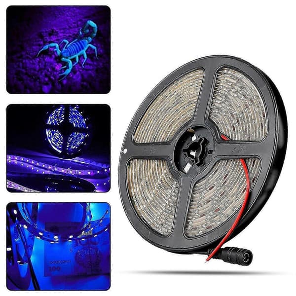 5m UV LED Strip, Sort Lys LED Strip, 12V 2835 Violet Lys LED Strip