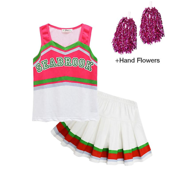 Barnkläder Zombies 3 Addison Girls Cosplay Kostymer Väst och kjol Hand Blommor 3 st Cheer Leader Barn Halloween Outfit 110cm