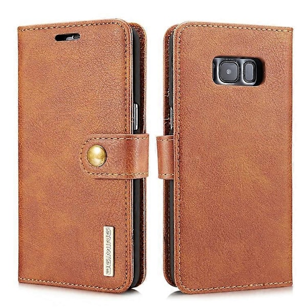 DG.MING Kompatibel med Samsung Galaxy S8 Plus G955 Avtagbart 2 i 1 Anti-repa Plånboksfodral i Spaltläder Brown