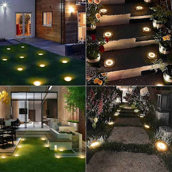 Utendørs Solcellelampe, 8 stk. LED Solcelle Bakkelampe Utendørs Hage Vanntett IP65 Rustfritt Stål Solcelle Spotlight - Kald Hvit