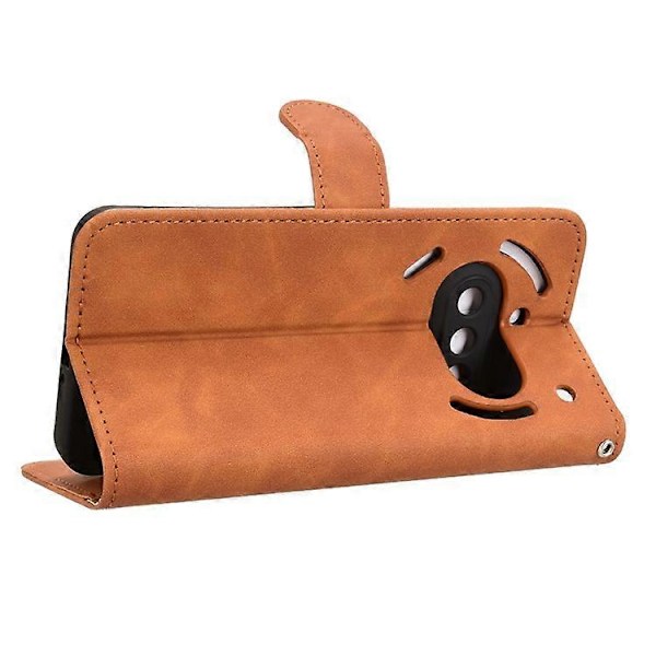 Kompatibel med Nothing Phone (3a) Læder Etui Hudfølelse Anti Drop Wallet Flip Telefon Cover Brown