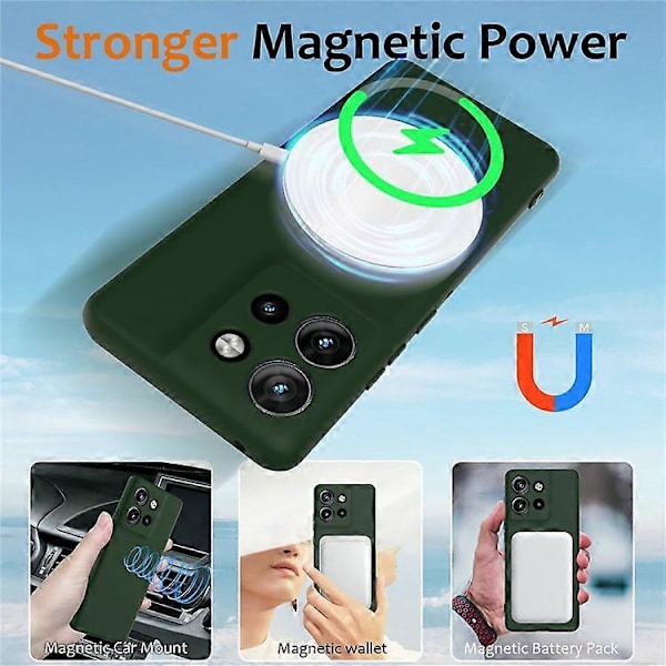 Flytande Silikon Skal Kompatibelt För Motorola Edge 50 Neo 5G / Moto S50 5G / ThinkPhone 25 5G Kompatibelt med MagSafe Telefon Skal DarkGreen