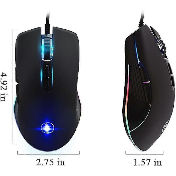 USB C Mus Typ C Ergonomisk Trådbunden Mus RGB Gamingmus Optisk Mus med Justerbar DPI 800/1600/2400/3200 Kompatibel med Notebook, C, Laptop, Ma