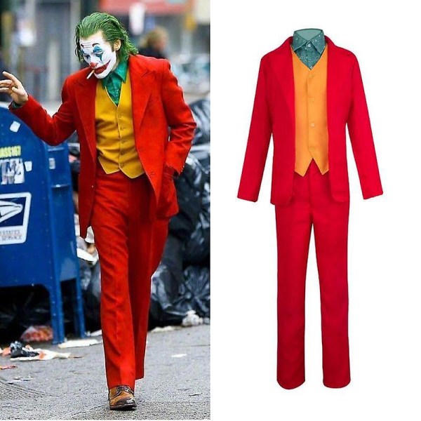 Clown Joker -asu Punainen Puku Takki Housut Paita Asut Halloween Puvut Lapsille Miesten Karnevaali Naamiaiset Party Joker Cosplay Mask Kids 130CM