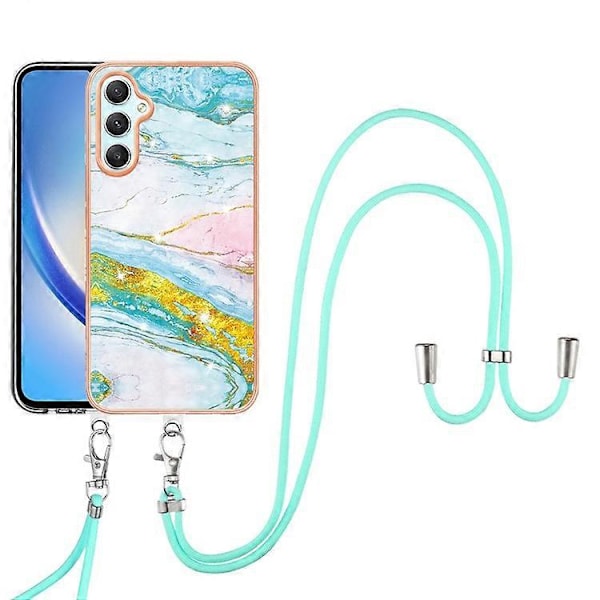 YB IMD Series-9 Kompatibelt Skal för Samsung Galaxy A25 5G Marmormönster Elektropläterat Mobilskal Green