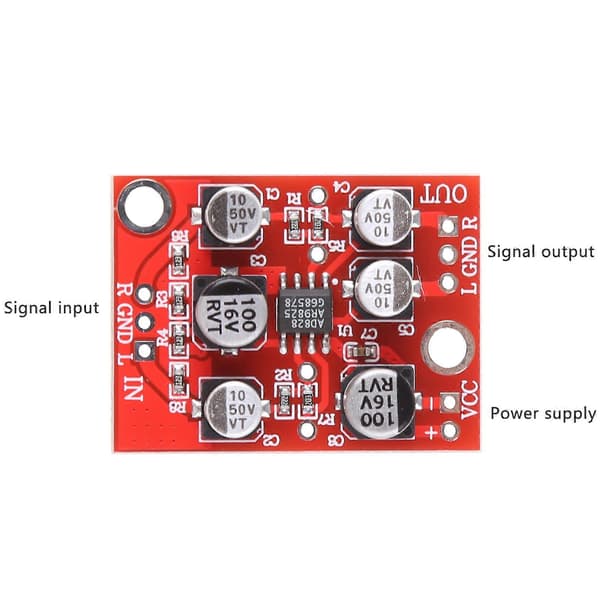 til DC 5V-15V 12V AD828 Stereo Preamp Effektforstærkerkort Forforstærkermodul