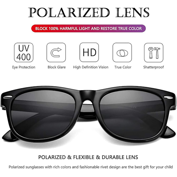 Ubiuo Polariserade Solglasögon för Barn Pojkar Flickor Ålder 2-9, Tpee Gummi Flexibel Båge med 100% UV-Skyddande Lins