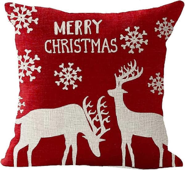 4-pack God Jul Snöflinga Låt Det Snöa Snögubbe Gran Älg Välsignelse Present Kuddfodral 45,7 x 45,7 cm