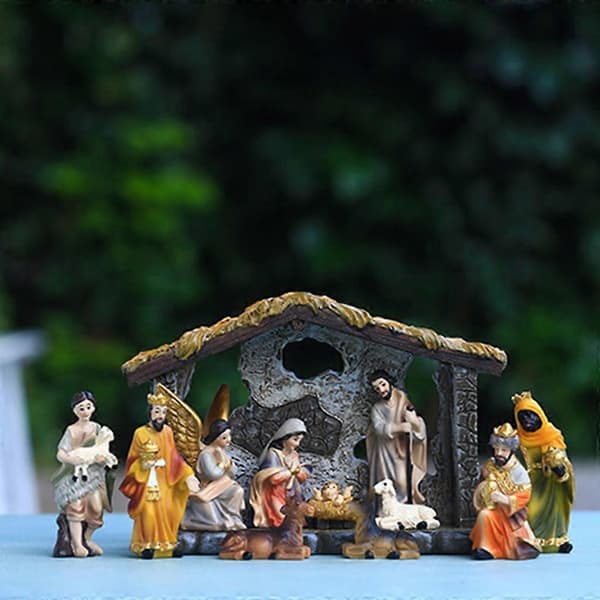 Julekrybbe Figur Jesus Krybbespil Håndmalet Håndværk