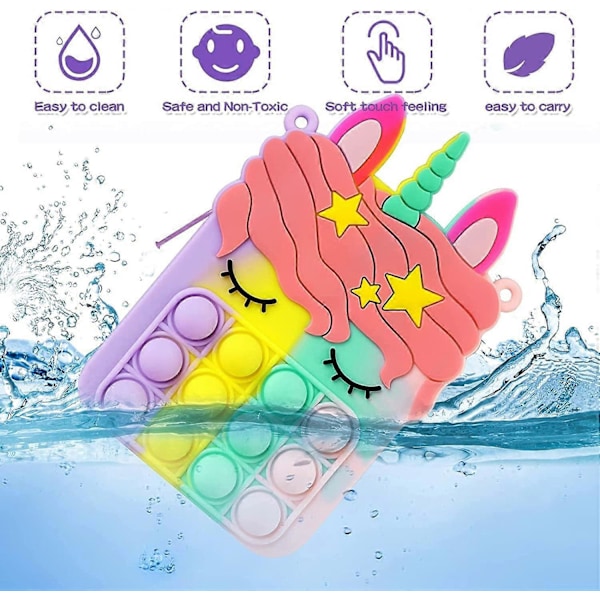 Pop Taske Fidget Legetøj til Kvinder Piger, Push Bubble Fidget Sensoriske Håndtasker Legetøj, Regnbue Simple Dimple Skuldertaske, Enhjørning Stress Release Legetøj Sma