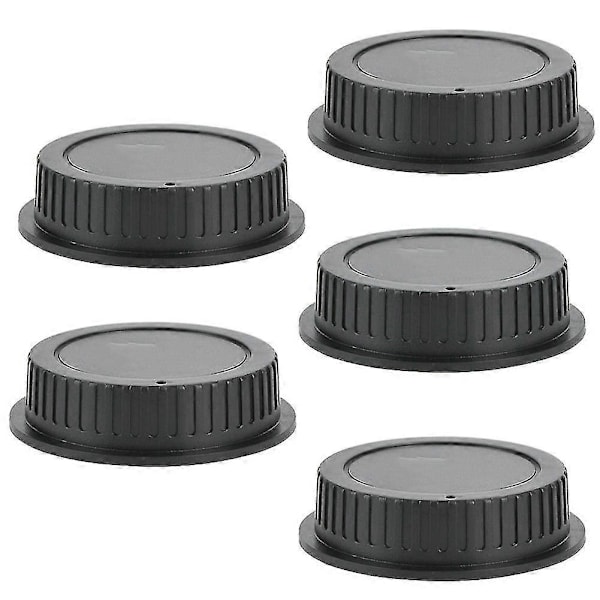 5 stk. Svart baksidedeksel for Canon kameraobjektiver i plast