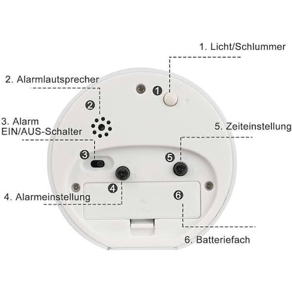 Väckarklocka småbarn analog pojke flicka tyst bordsklocka batteridriven utan tickande sänglampa stor funktionslampa för sovrum kontor (rosa)