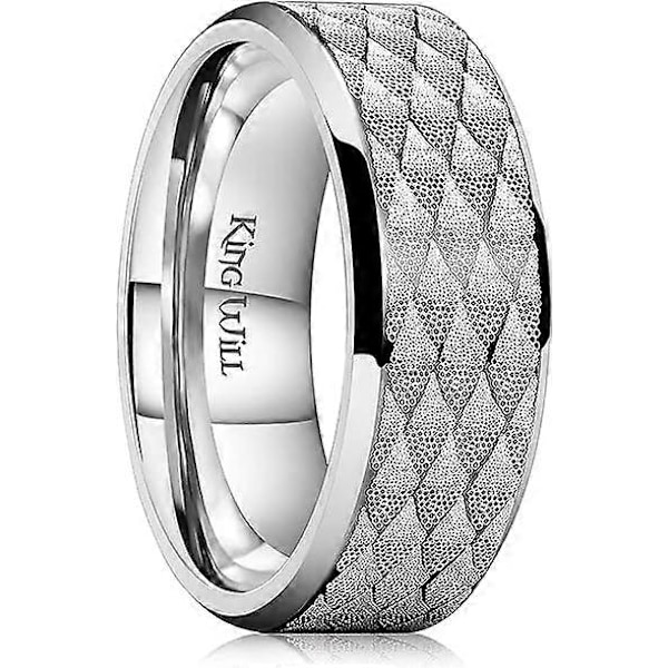 8mm Herrar Silver Svart Rostfritt Stål Ring Svart/Silver Laser Spray Vågmönster Pläterad Matt Finish Bröllopsband Ringar Polerad Fasad Kant Komfort