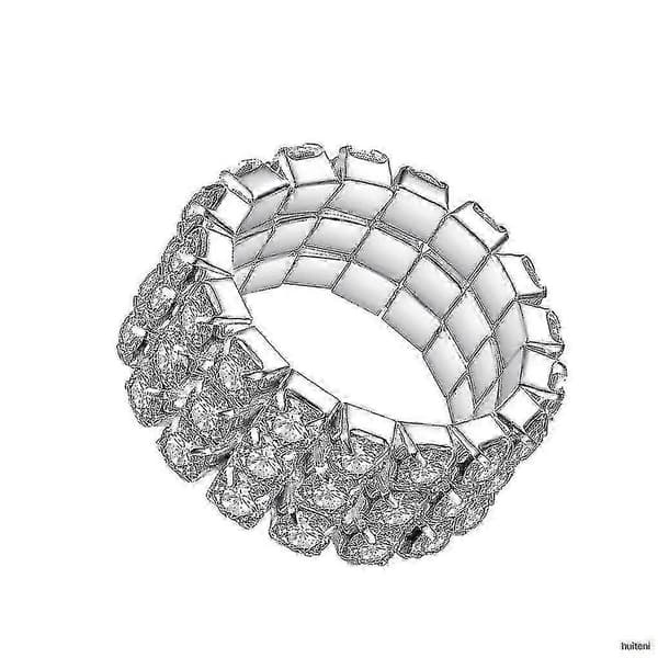 3-radigt elastiskt kristallring Stretch Rhinestone Ledring Dam Smycken