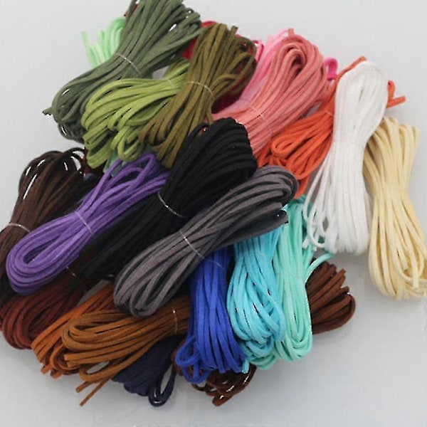 6 st 5 meter 3 mm platta konstläder smyckesband rep för armband halsband tillverkning (brun, lila, saffir, svart, gul och kaffe)