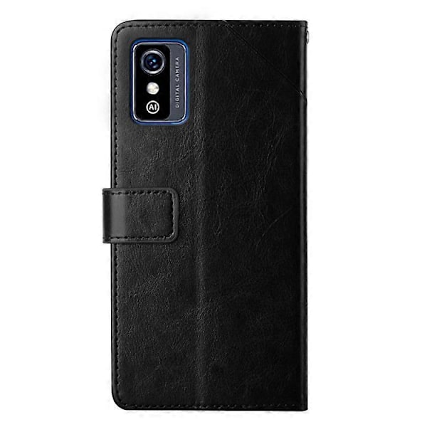 Kompatibelt för ZTE Blade L9 Anti-fingeravtryck Y-formade Linjer Präglat Handrem Magnetiskt PU Läder Ställ Telefonskal med Plånbok Black