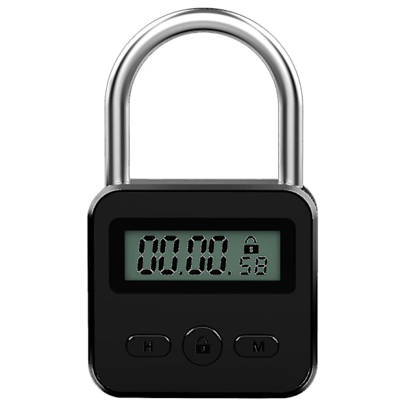 Metallisk TidtagarLås LCD-Tid 99 Timmar Max Tidtagning USB-Tidtagarhänglås, svart