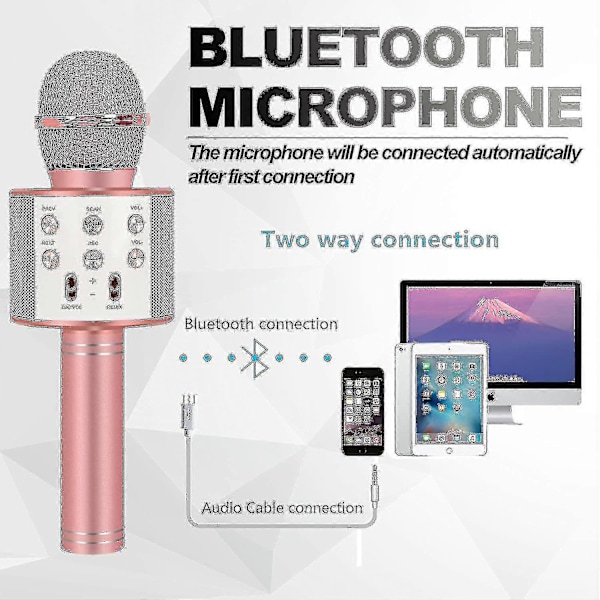 Trådlös Bluetooth Karaoke Mikrofon, födelsedagspresenter för 6-15 åriga flickor och pojkar, festgåva för tonårspojkar och flickor, leksaker för åldrarna 4-12 - färg: Roséguld-ZZY