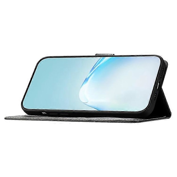 Kompatibelt för Samsung Galaxy A33 5G PU Läder Plånboksfodral med Ställ Silkesstruktur Flipfodral med Handrem Black