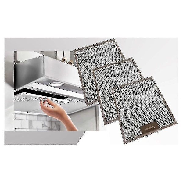 3 stk. Belling Universal 320 x 260 mm Metal Kogepladeemhætte Fedtfilter