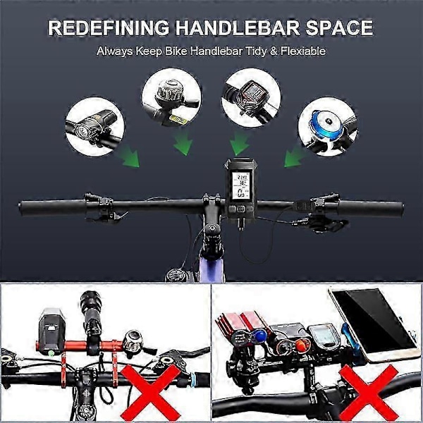 4-i-1 Cykelstrålkastare med LCD-Display Hastighetsmätare och Signalhorn USB Uppladdningsbar Cykeldator för Utomhuscykling-D